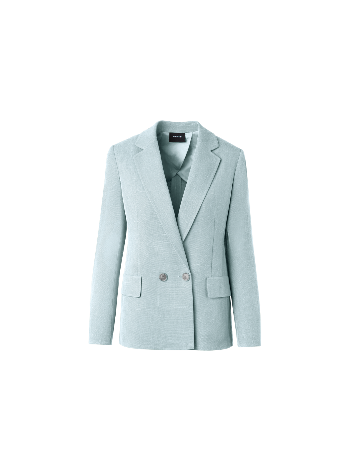 Designer Double Breasted Blazer in Shantung Silk - pastel - blue