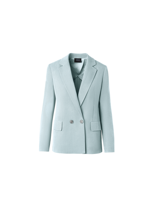 Designer Double Breasted Blazer in Shantung Silk - pastel - blue