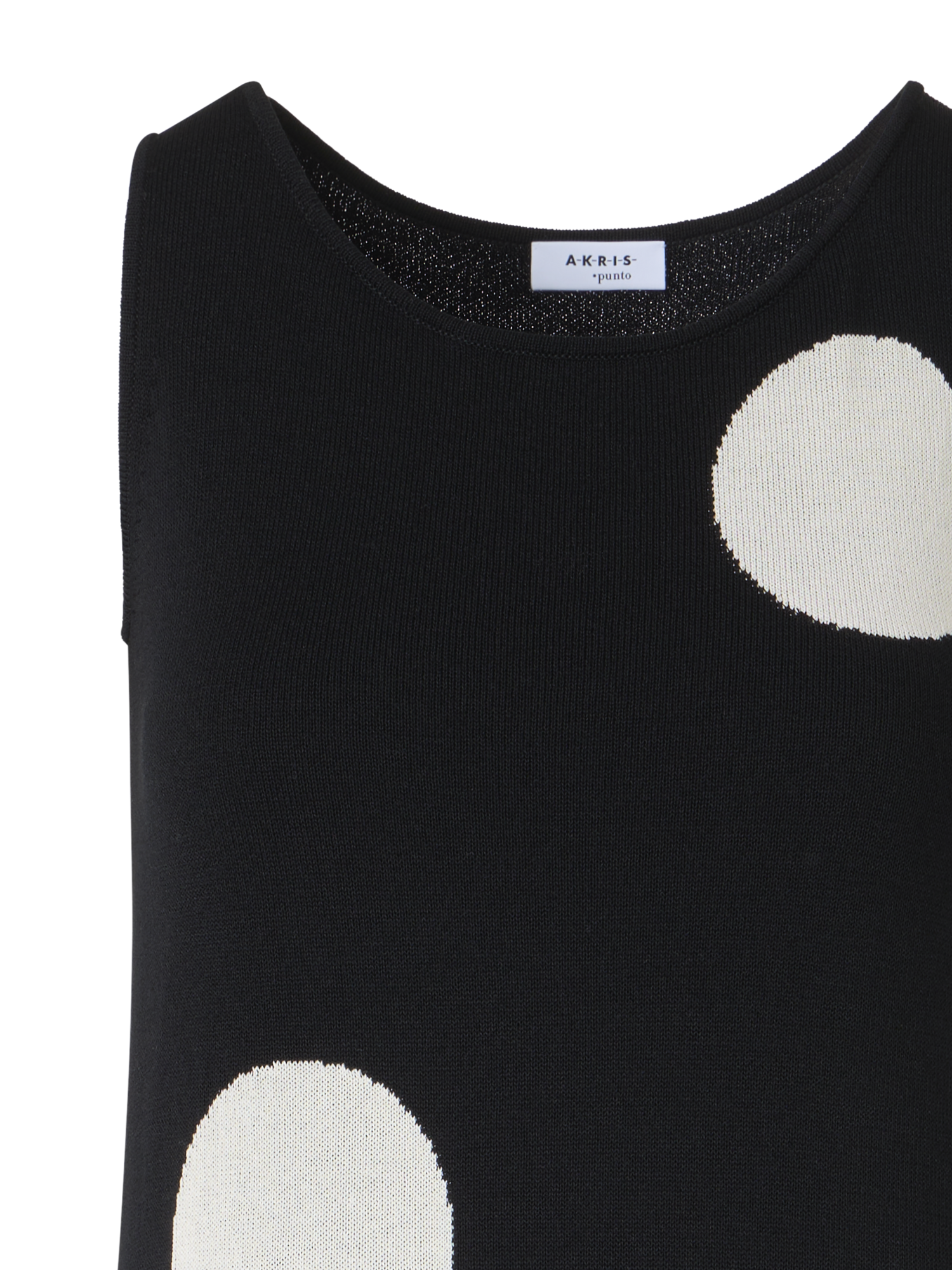 Designer Sleeveless Polka-Dot Midi Knit Dress - black