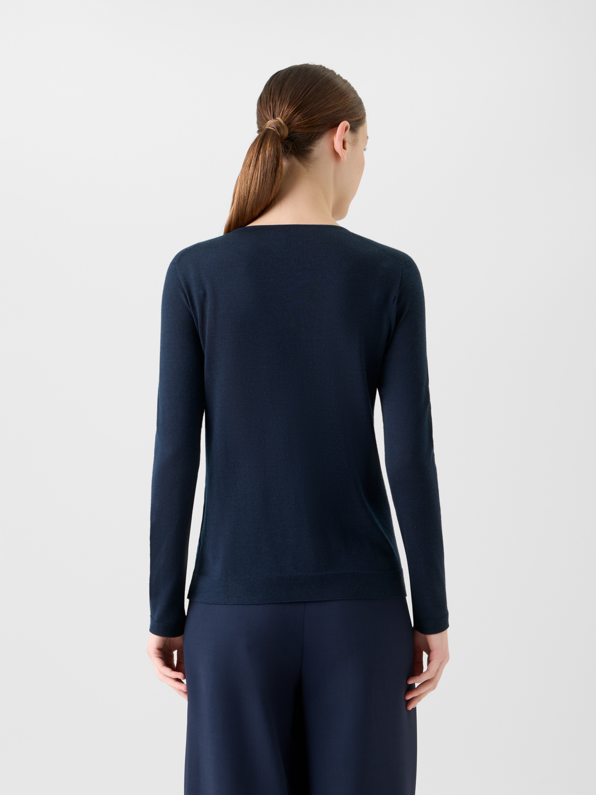 Designer Seamless Pullover from Cashmere Silk - navy - blue #editorial
