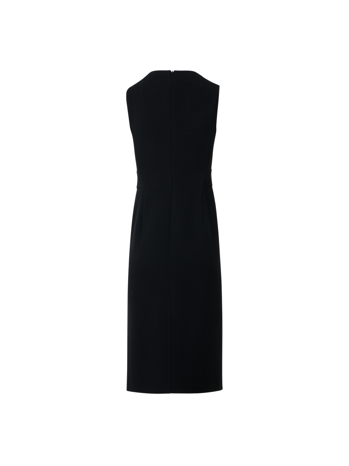 Designer Sleeveless Wool Crêpe Double-Face Sheath Dress - black