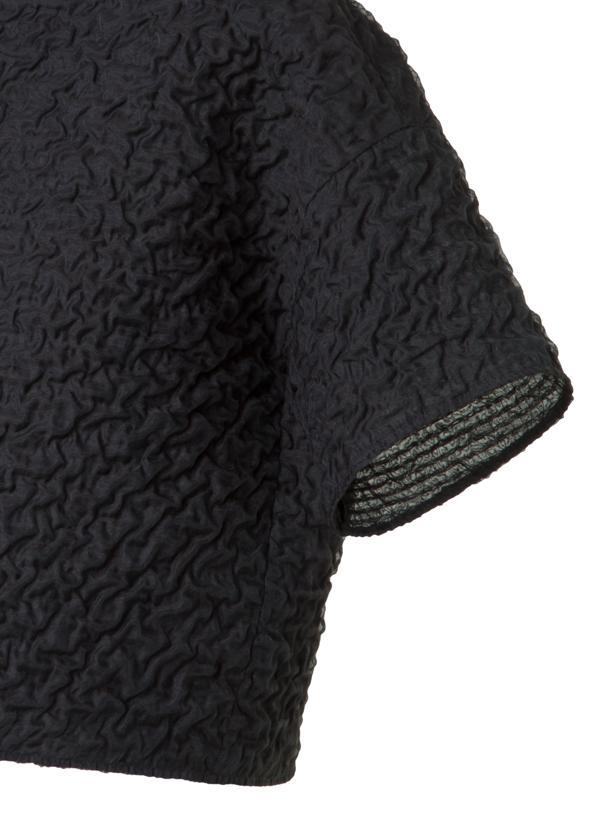 Designer Cropped Blouse in 3D Bubble Organza - black - neutral
