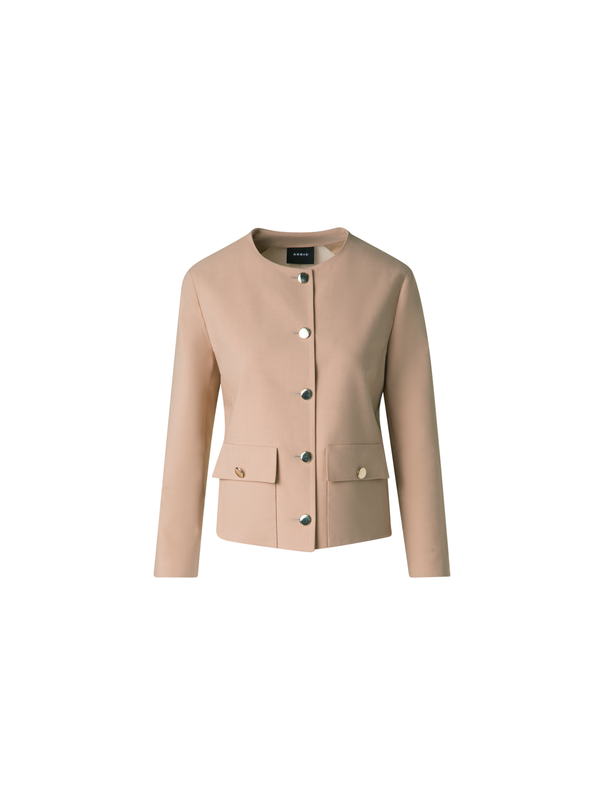 Designer Cotton Double-Face Jacket with Gold Buttons - neutral - pastel - beige