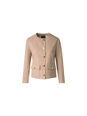 Designer Cotton Double-Face Jacket with Gold Buttons - neutral - pastel - beige