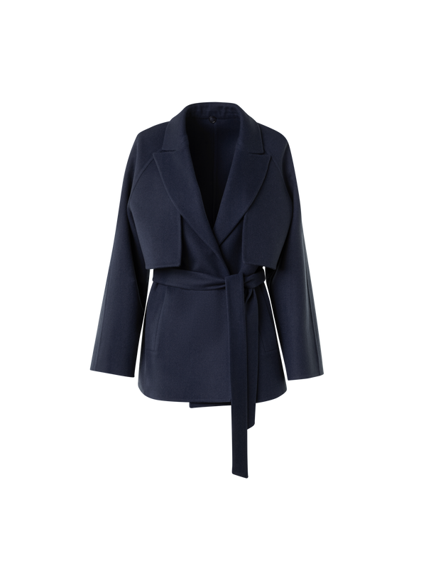 Designer Short Duo Coat - Cashmere Vest and Bolero - neutral - navy - blue