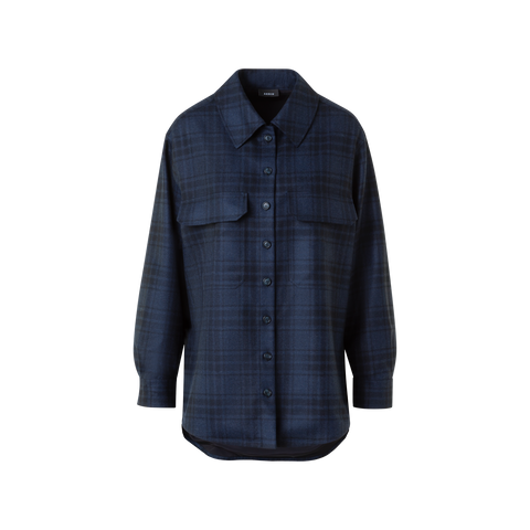 Oversized Wool Flannel Plaid Shirt Jacket