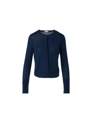 Designer Lightweight Merino Wool Knit Cardigan - navy - blue