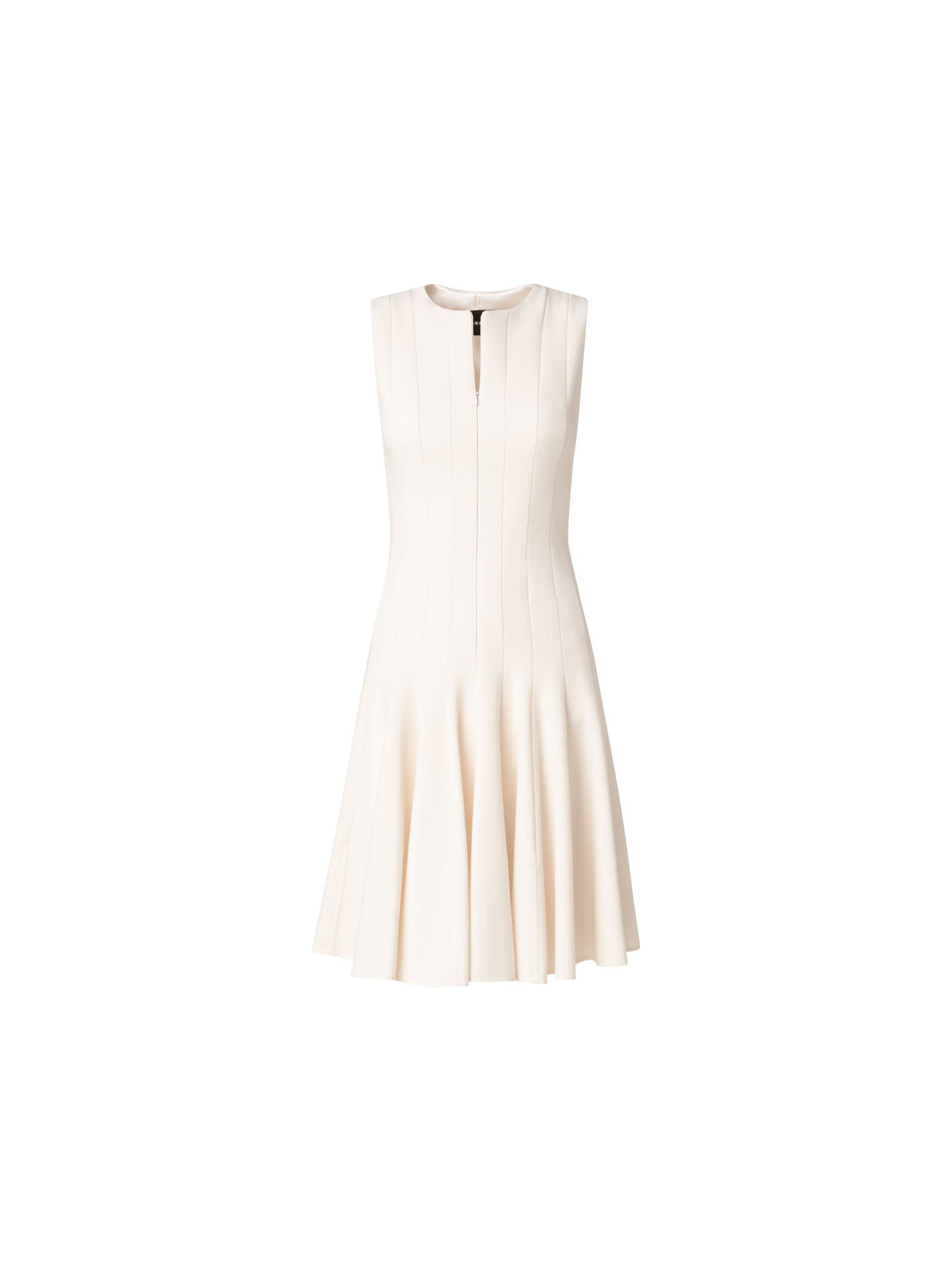 Designer Wool Double-Face Dress with Skaters Pleats - ecru - white