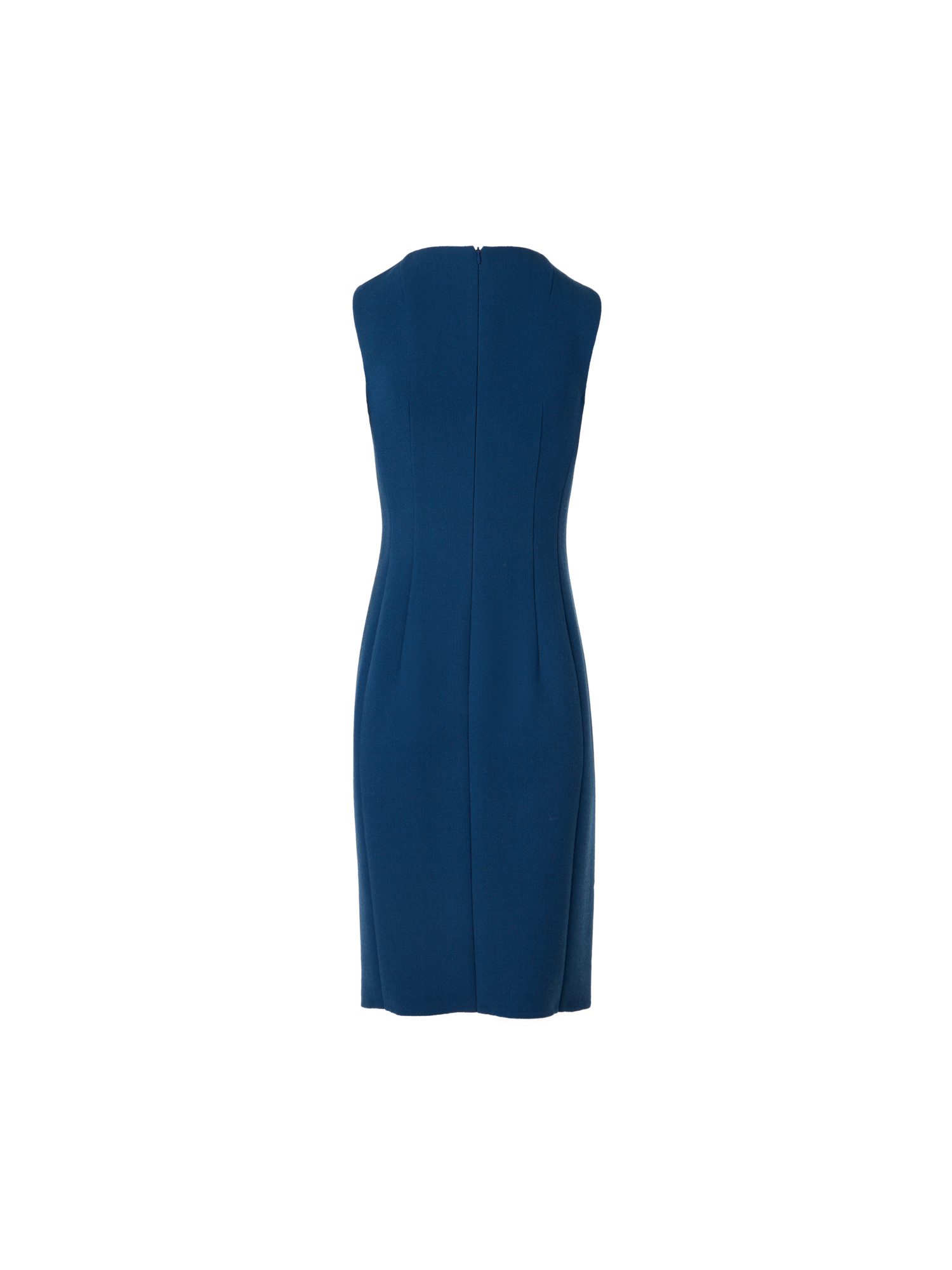 Designer Sleeveless Wool-Crêpe Double-Face Sheath Dress - blue