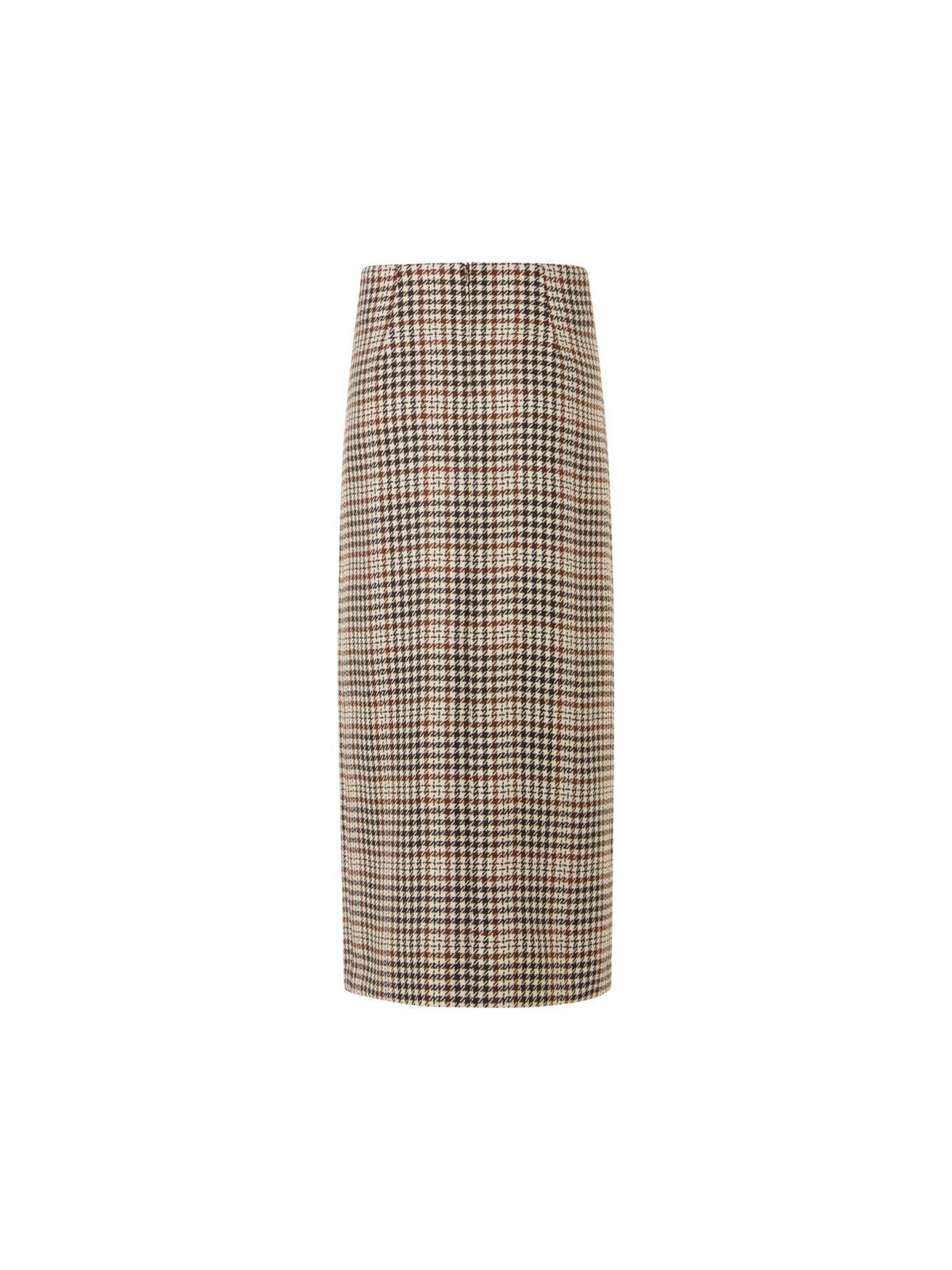 Designer Midi Wrap Skirt in Check Tweed - brown - ecru - multicolor