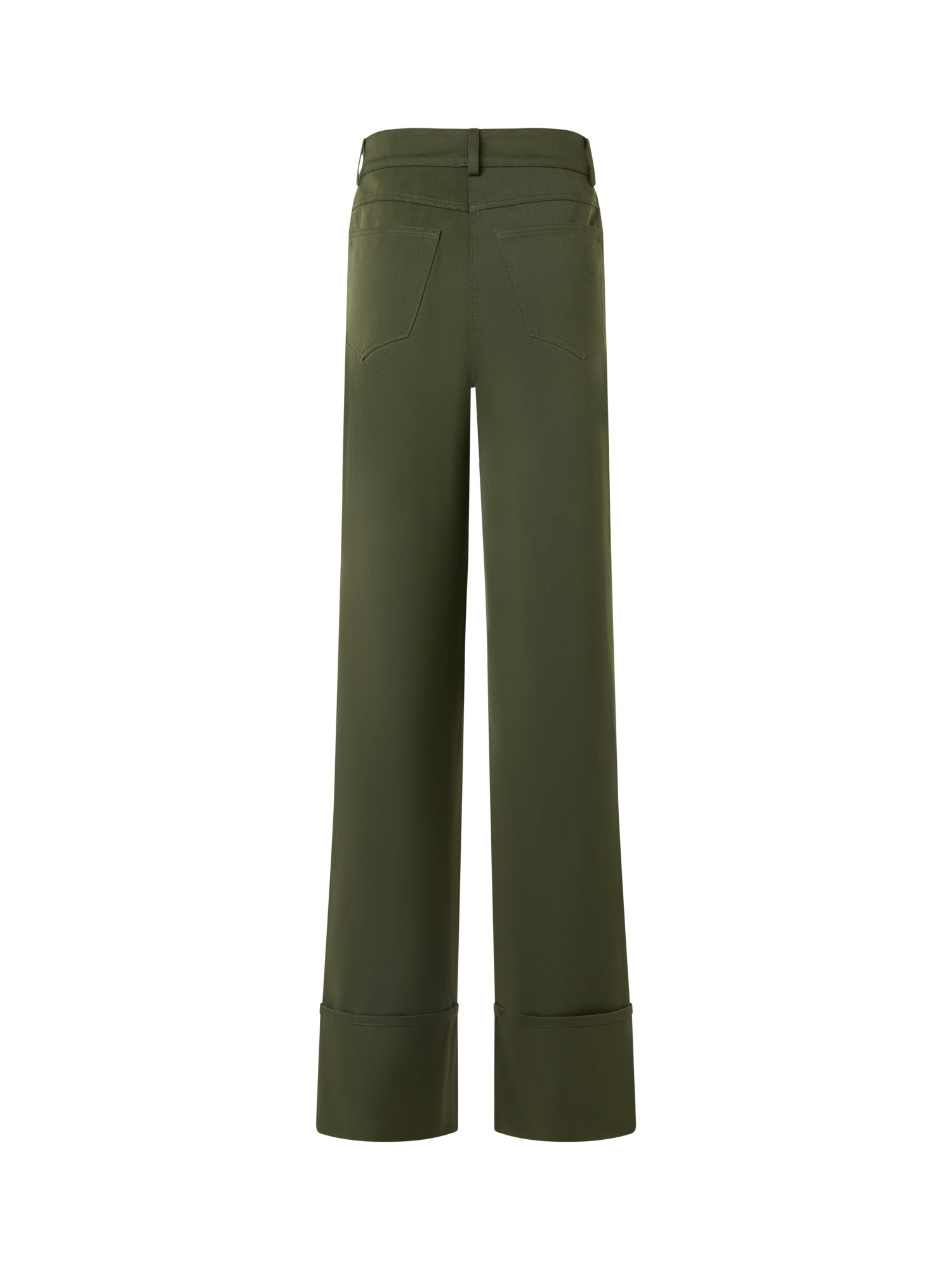 Designer Cooper Straight Wide-Leg Pants in Cotton Gabardine - green