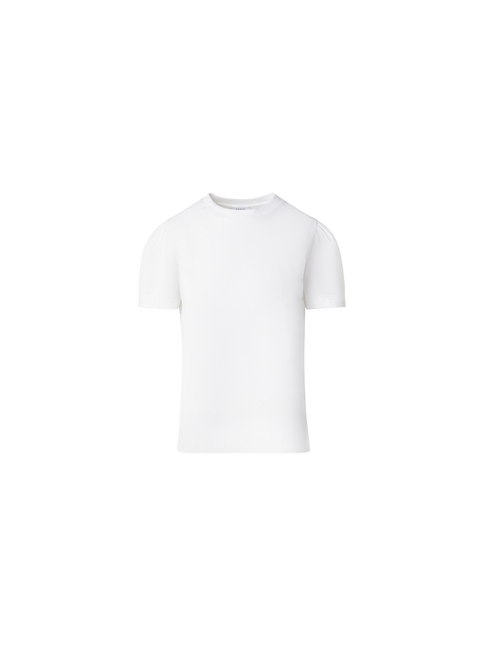 Designer Puff Sleeves T-Shirt in Cotton Jersey - ecru - white
