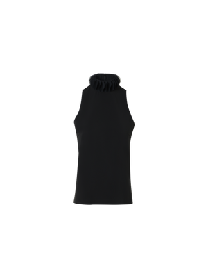 Designer 3D Dot Lasercut Crêpe Top - black