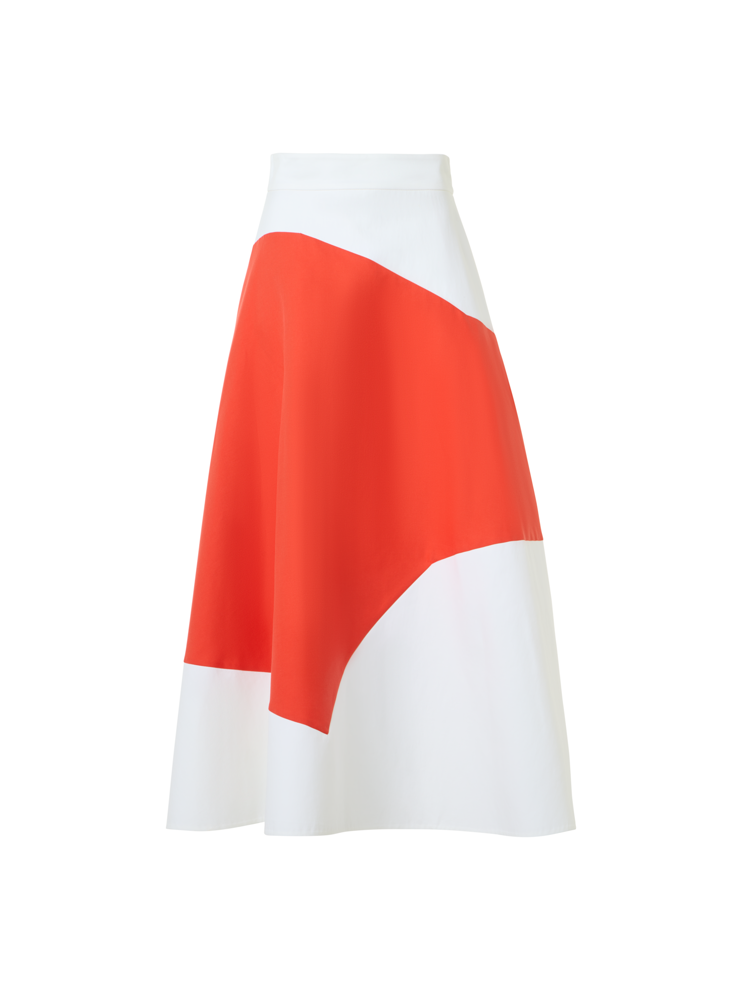 Designer Flared Midi Skirt with Polygon Patchwork - multicolor