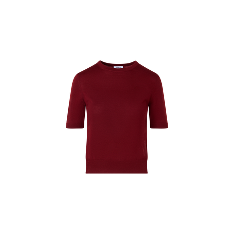 Short-Sleeve Merino Wool Knit Sweater