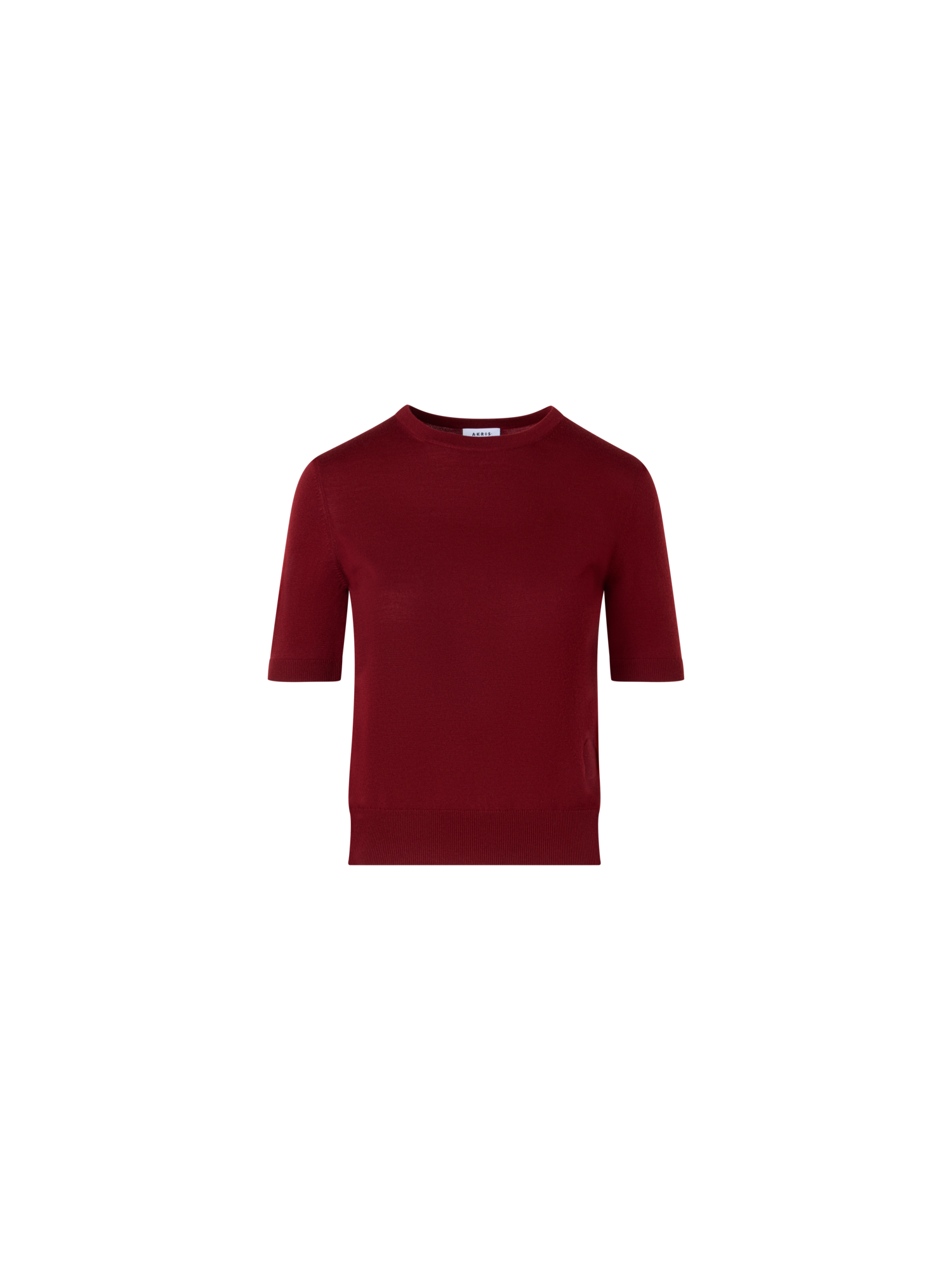 Designer Short-Sleeve Merino Wool Knit Sweater - red