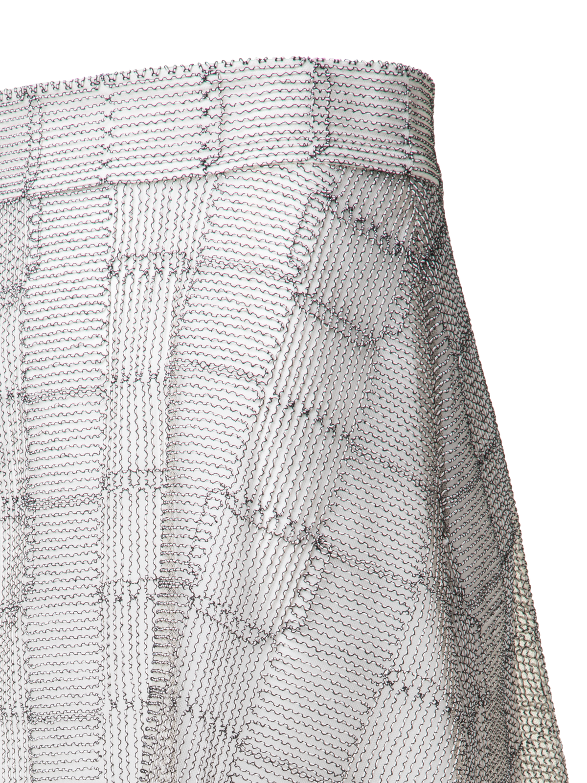 Designer A-Line Square on Tulle Embroidery Midi Skirt - multicolor - ecru - white