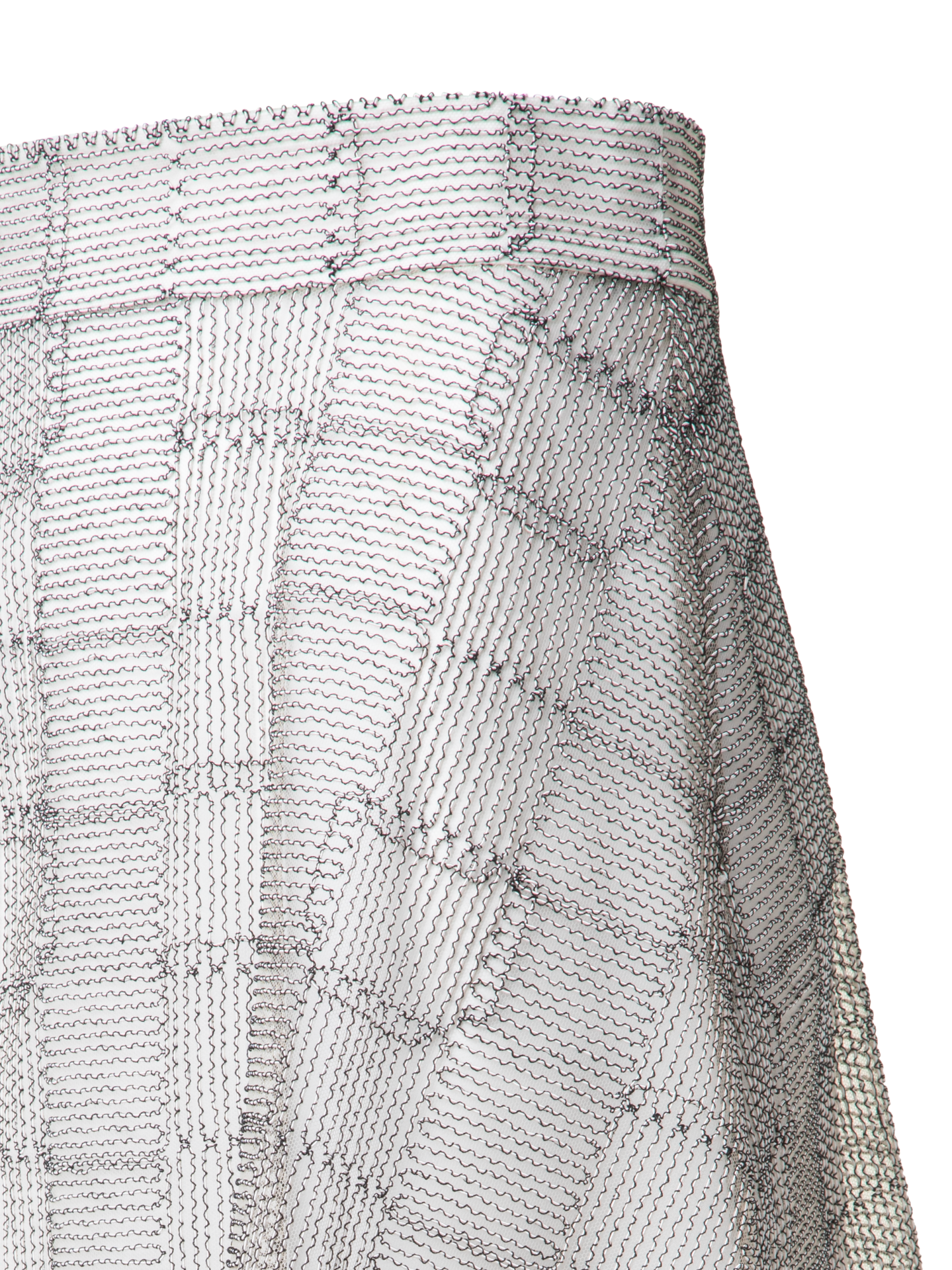 Designer A-Line Square on Tulle Embroidery Midi Skirt - multicolor - ecru - white