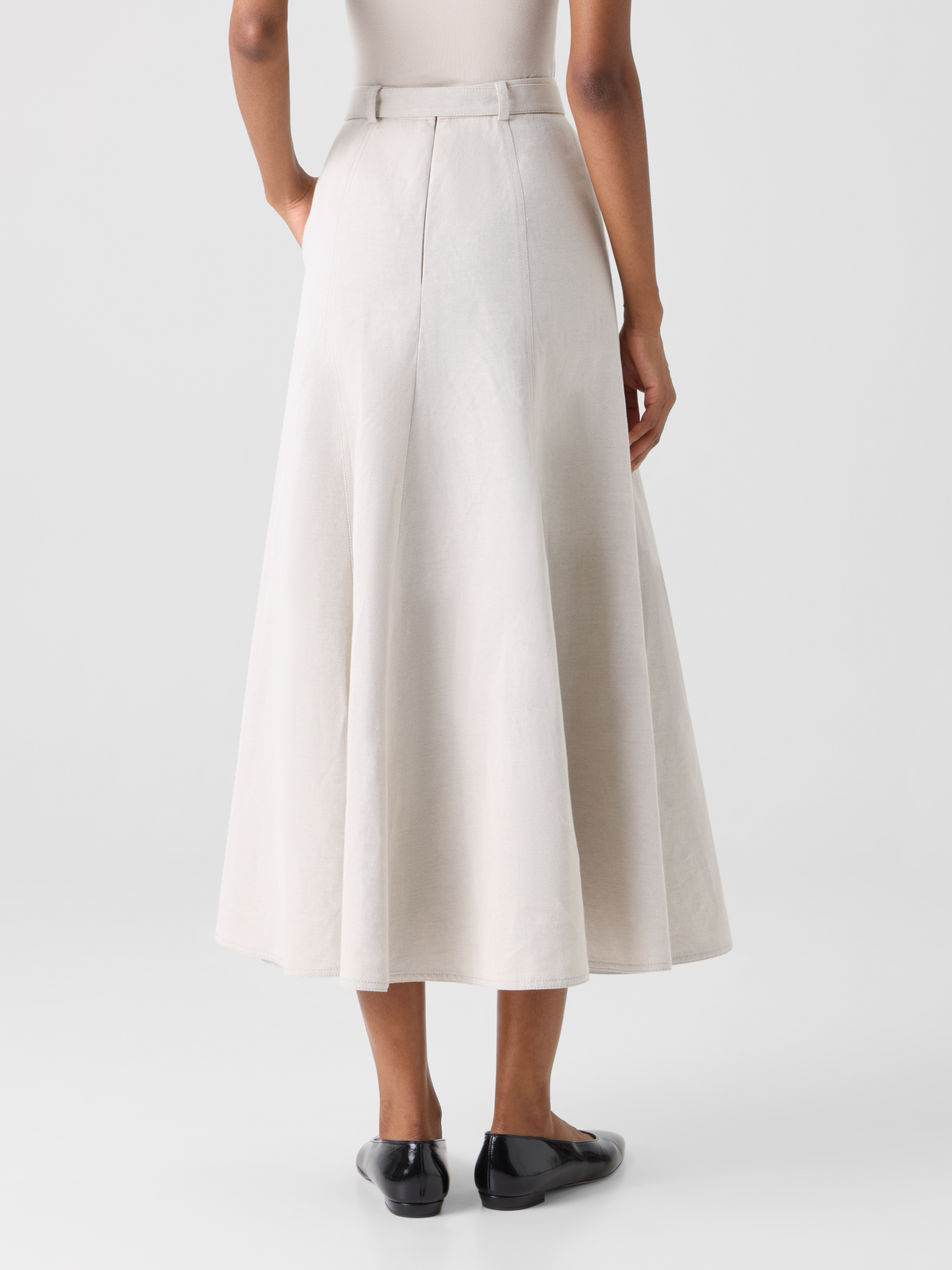 Designer A-Line Midi Button Down Skirt - grey #editorial