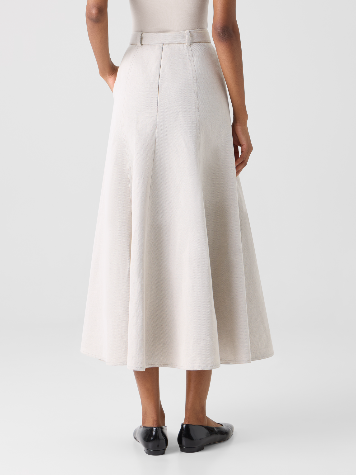 Designer A-Line Midi Button Down Skirt - grey 