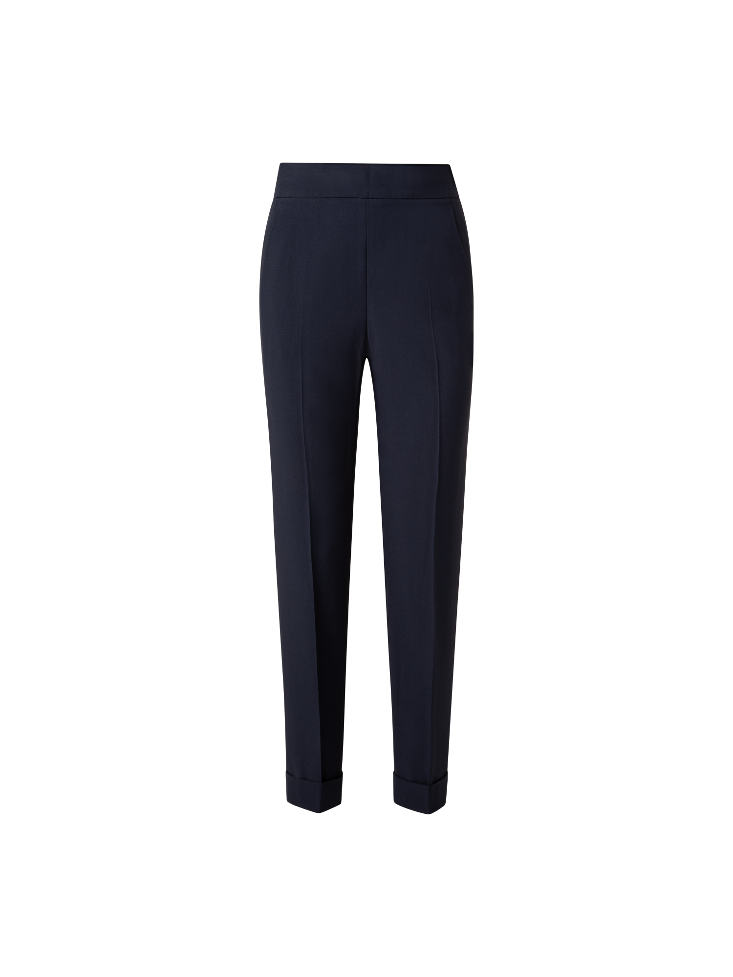 Designer Tapered Crêpe Pants - navy - blue