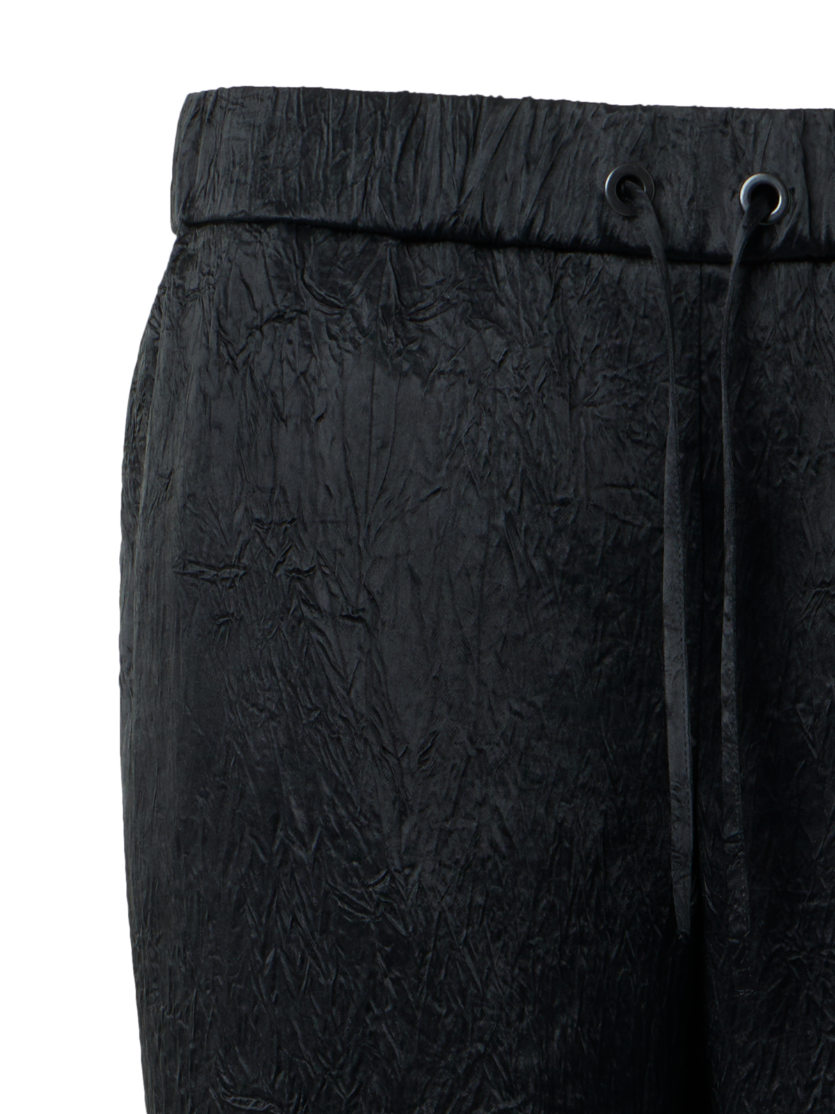 Designer Mike Drawstring Crinkled Satin Jogger Pants - black
