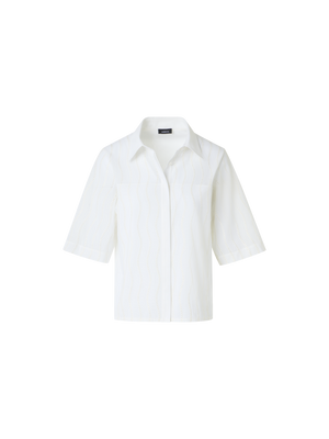 Designer Embroidered Boxy Cotton Blouse - ecru