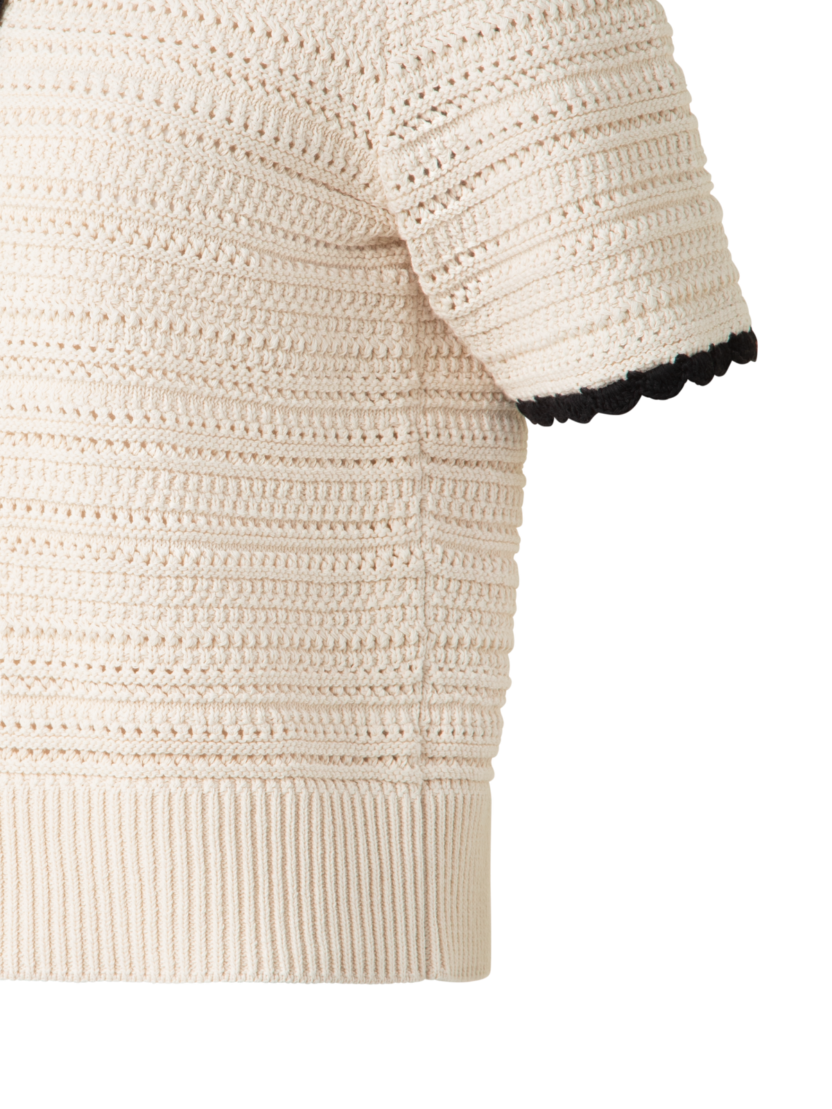 Designer Chunky Cotton Knit Top with Contrast Trim - neutral - multicolor - beige