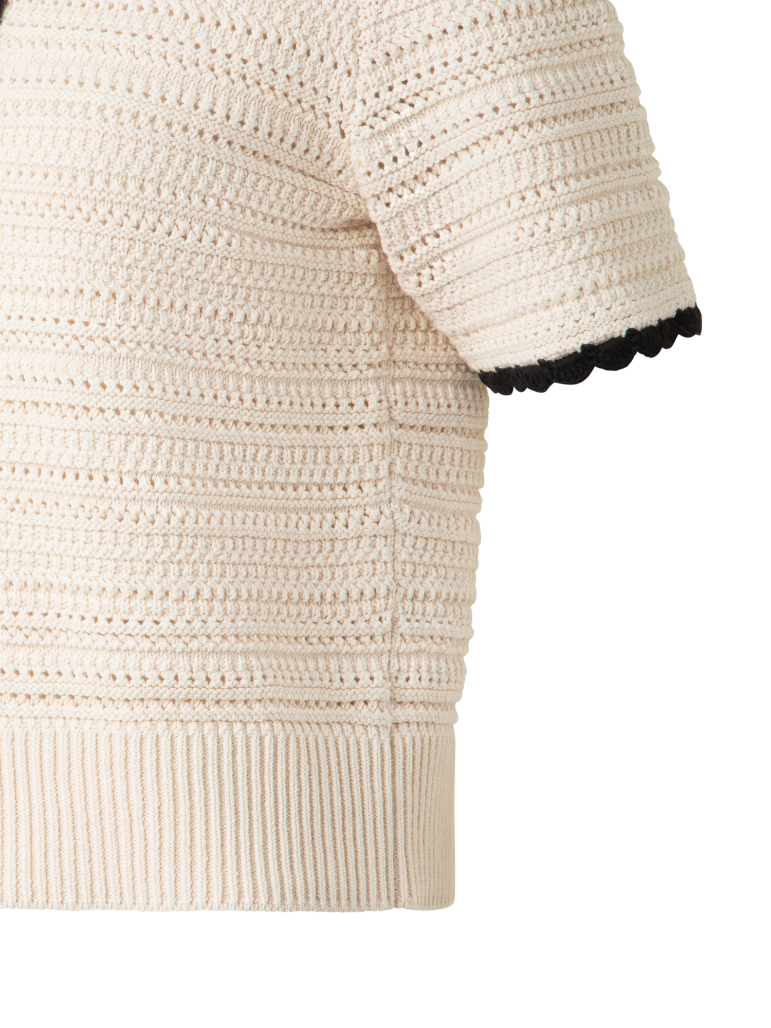 Designer Chunky Cotton Knit Top with Contrast Trim - neutral - multicolor - beige