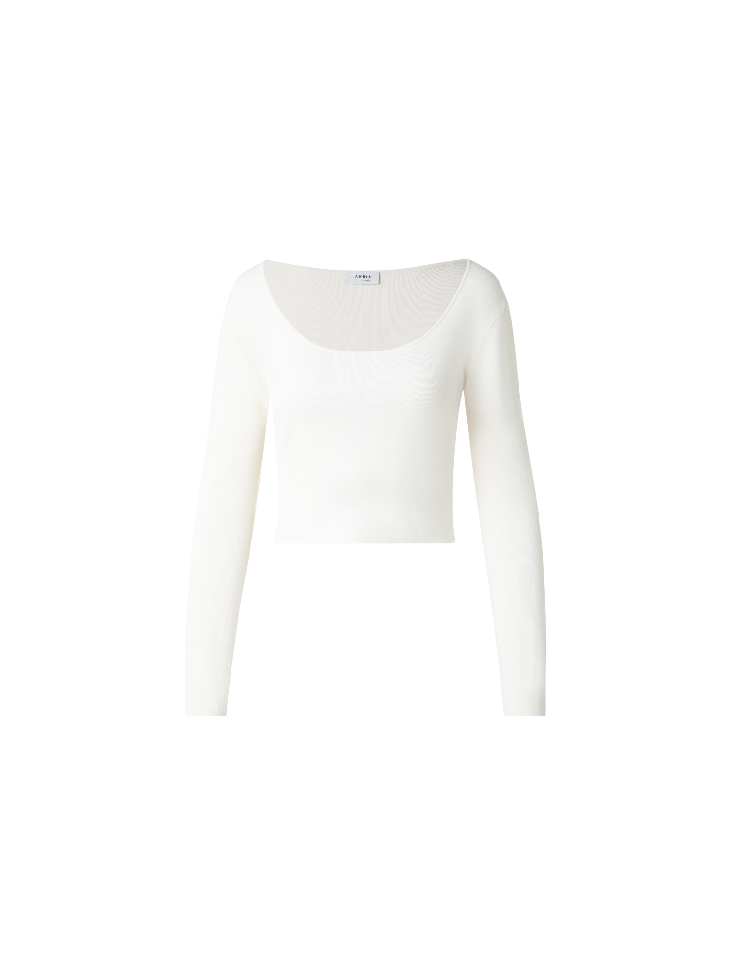 Designer Cropped Long Sleeves Knit Top in Viscose - neutral - white