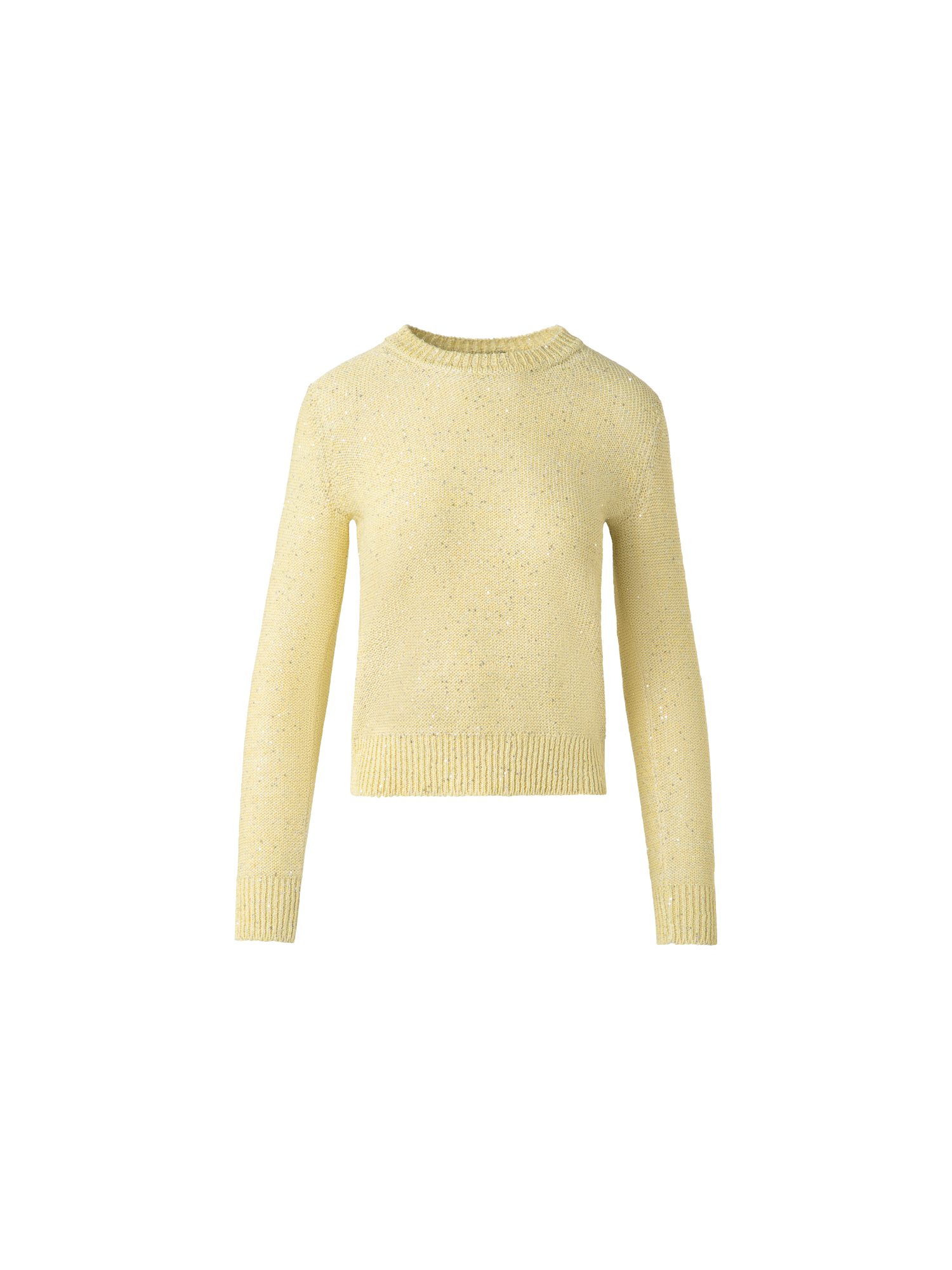 Designer Knit Sweater in Linen Cotton with Micro Sequins - pastel - yellow