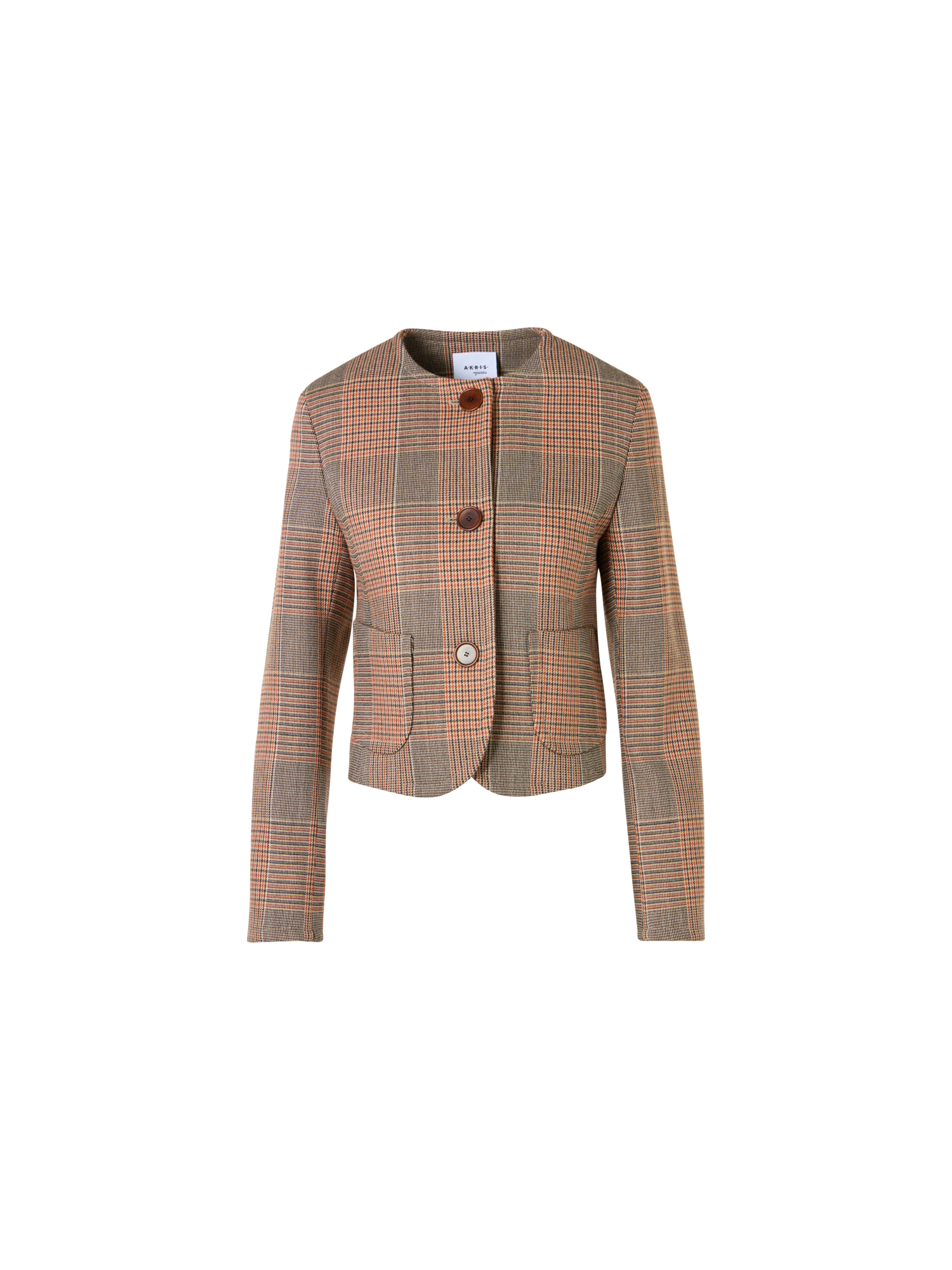 Designer Long-Sleeve Glen-Check Heavy Wool Twill Jacket - multicolor