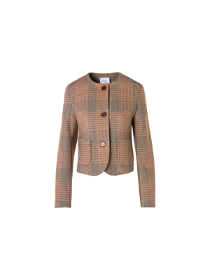 Designer Long-Sleeve Glen-Check Heavy Wool Twill Jacket - multicolor