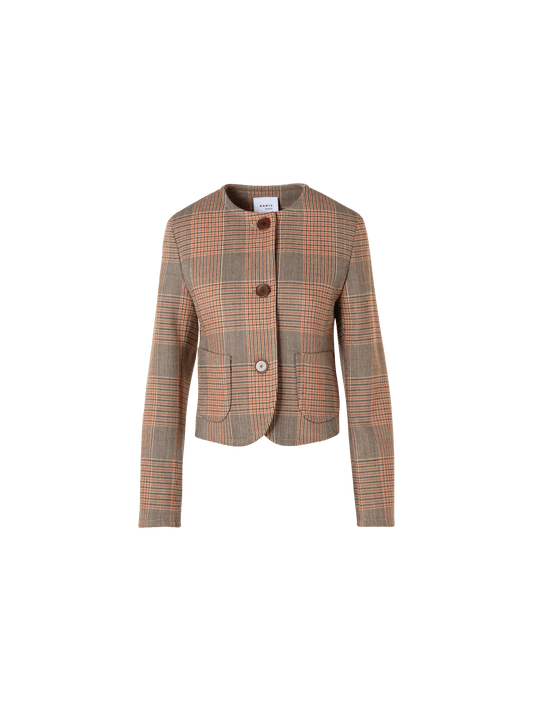 Designer Long-Sleeve Glen-Check Heavy Wool Twill Jacket - multicolor