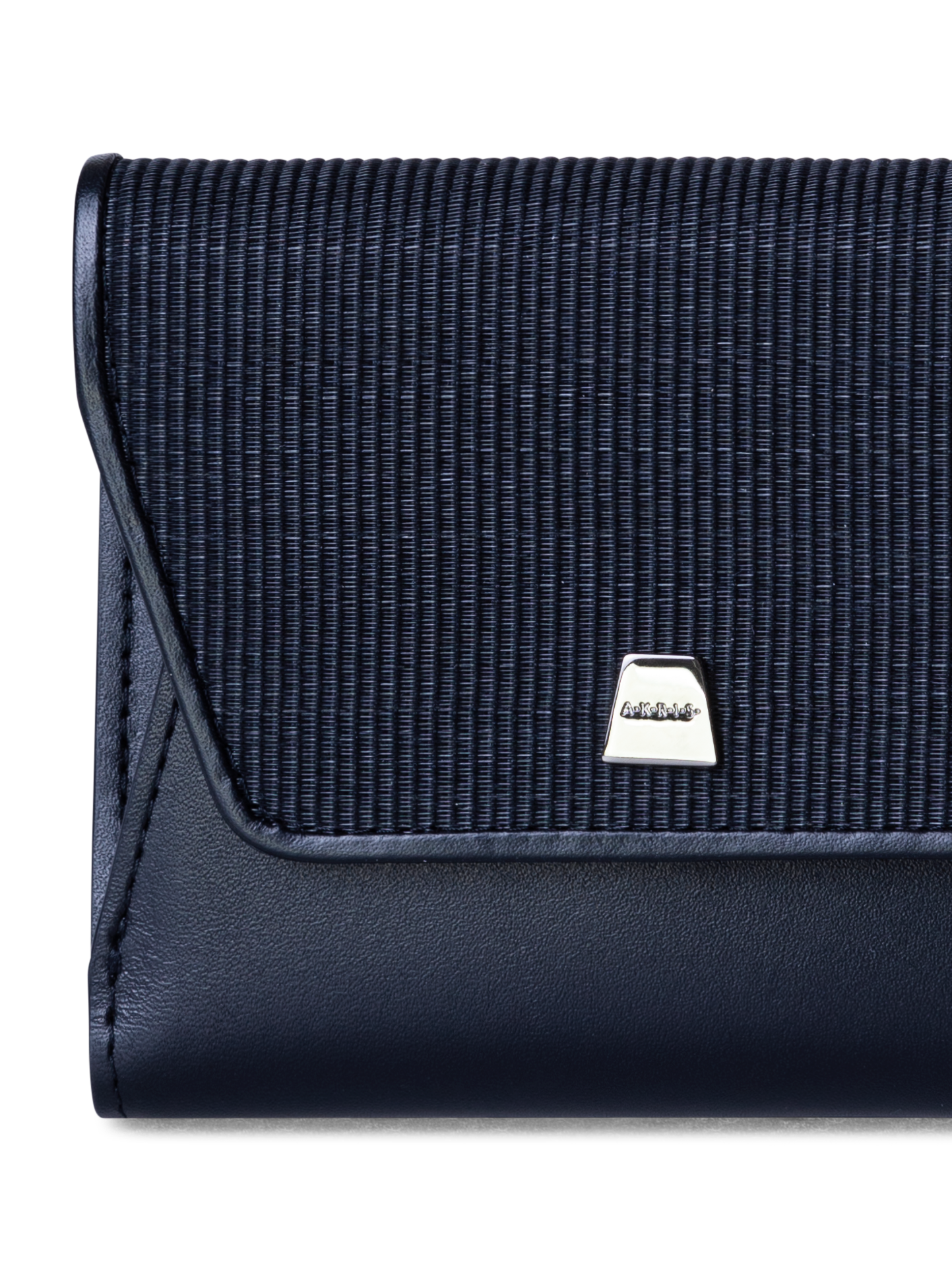 Designer Compact Wallet in Horsehair and Leather - navy - blue