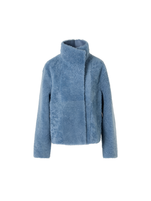 Designer Reversible Shearling Jacket - blue
