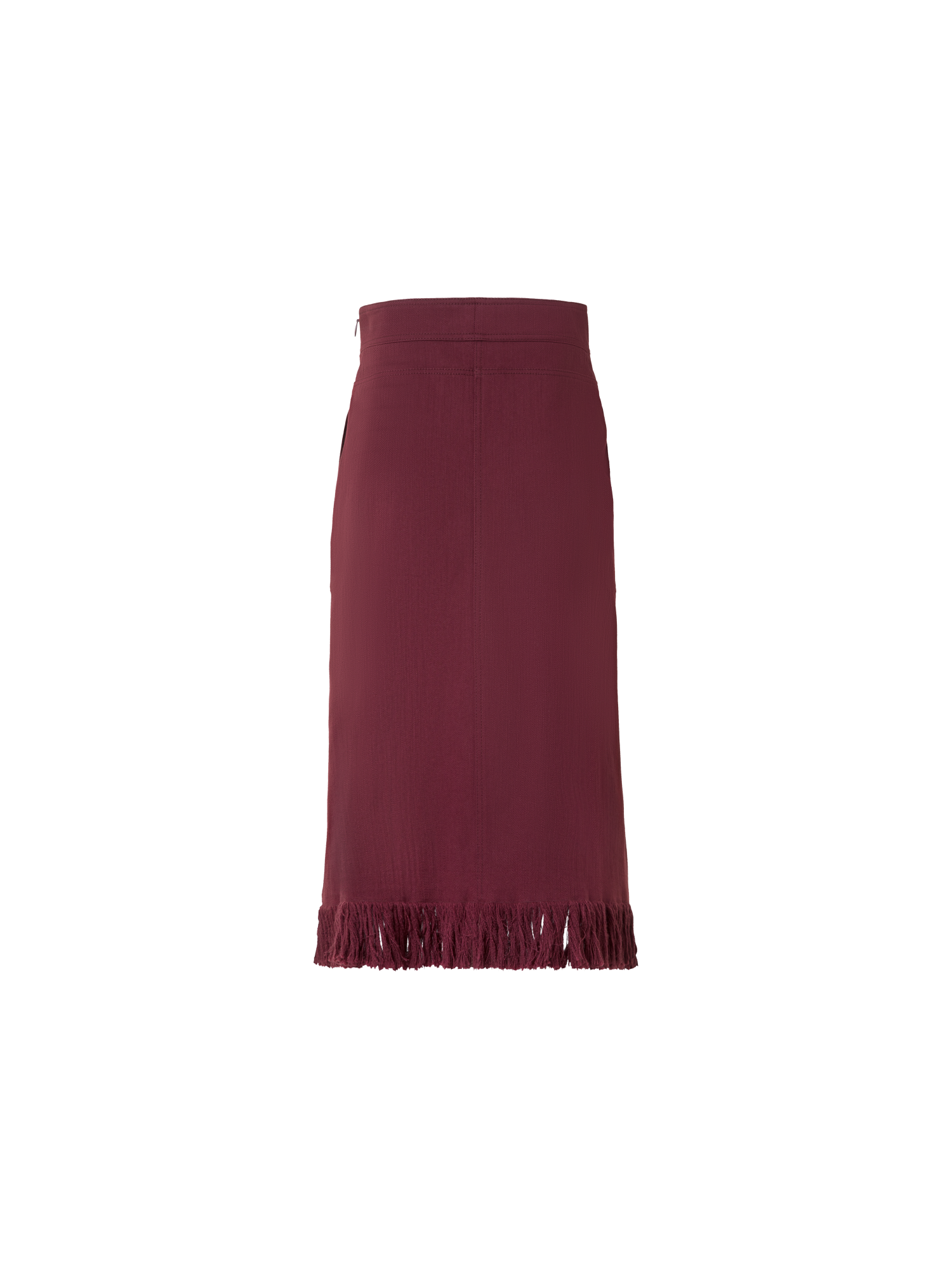 Designer Cotton Denim Pencil Skirt with Fringes - red - purple