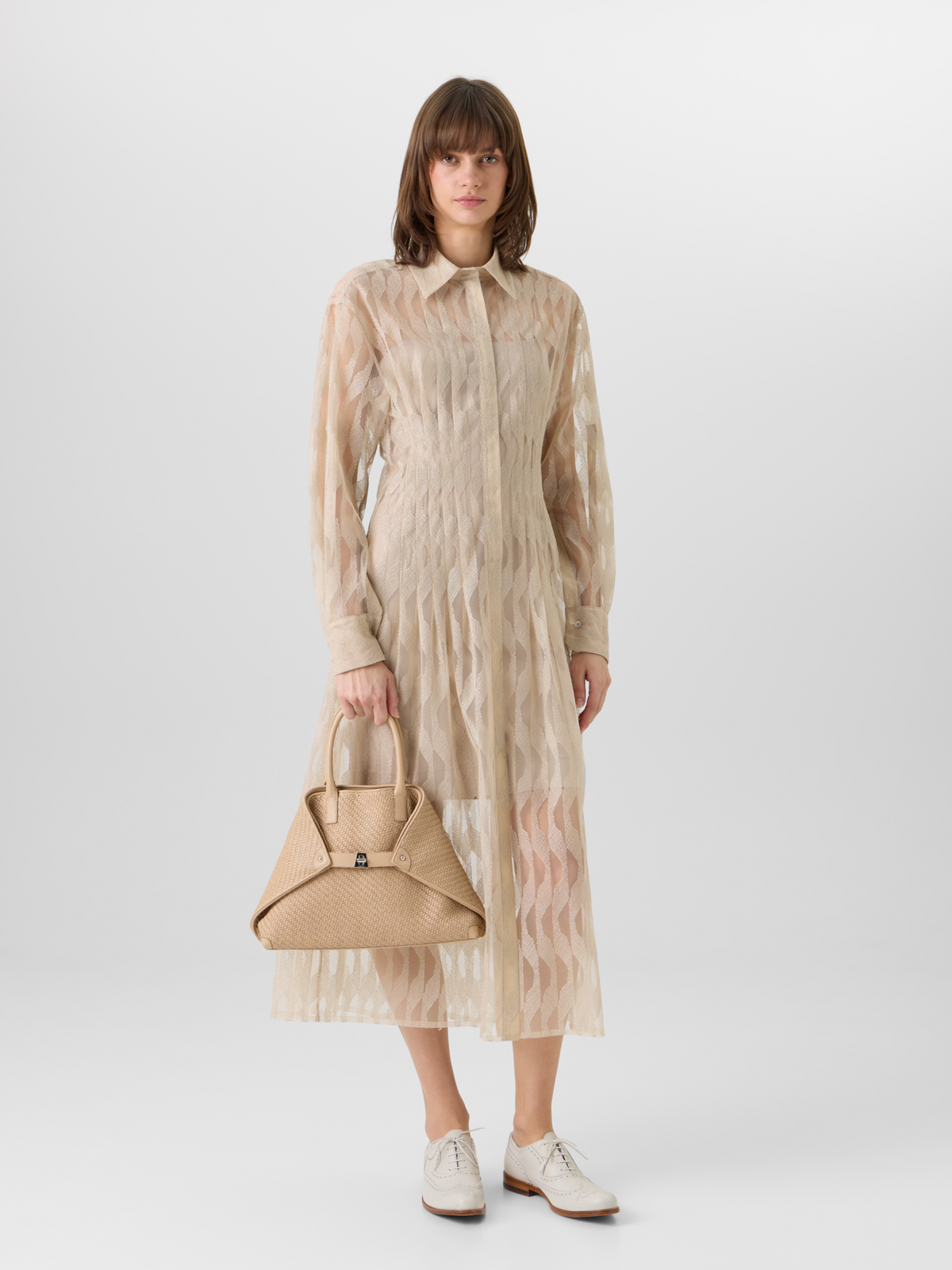 Designer High Plains Midi Shirt Dress - beige #editorial