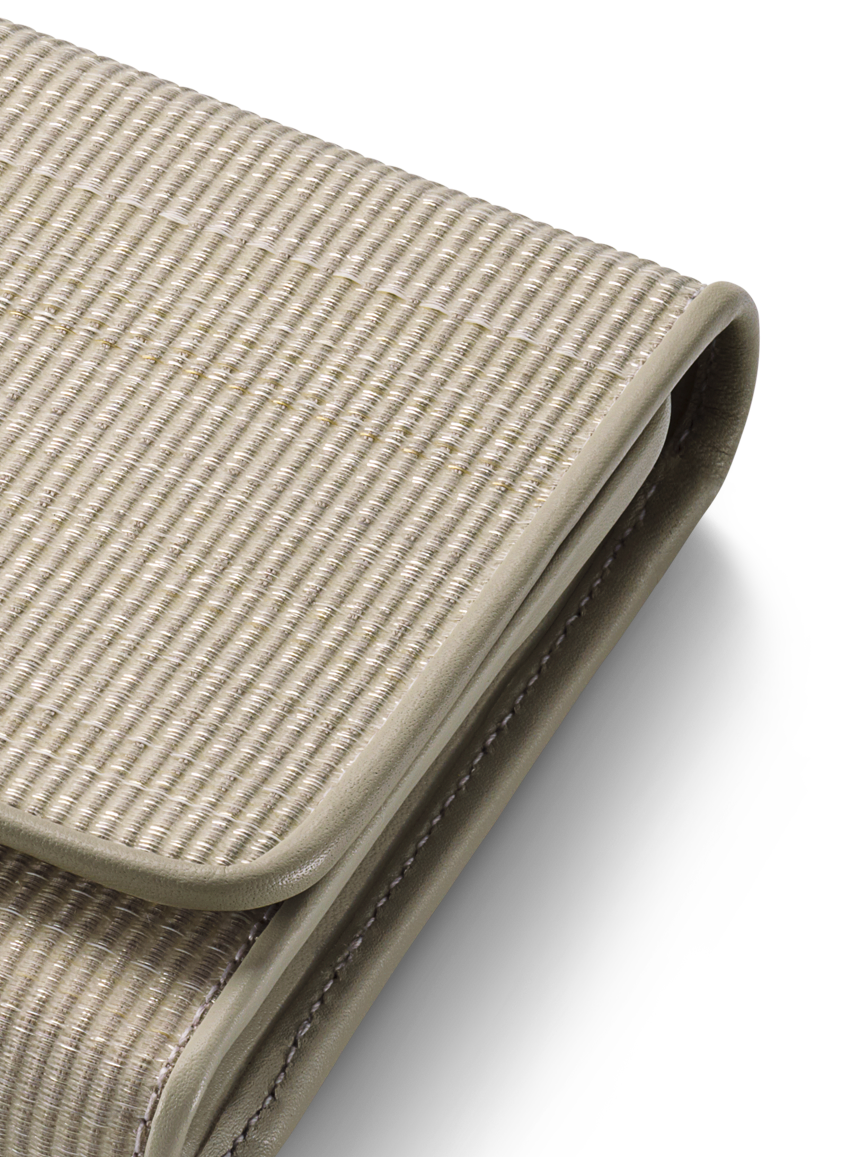 Designer Tri-Fold Wallet in Horsehair Fabric - ecru