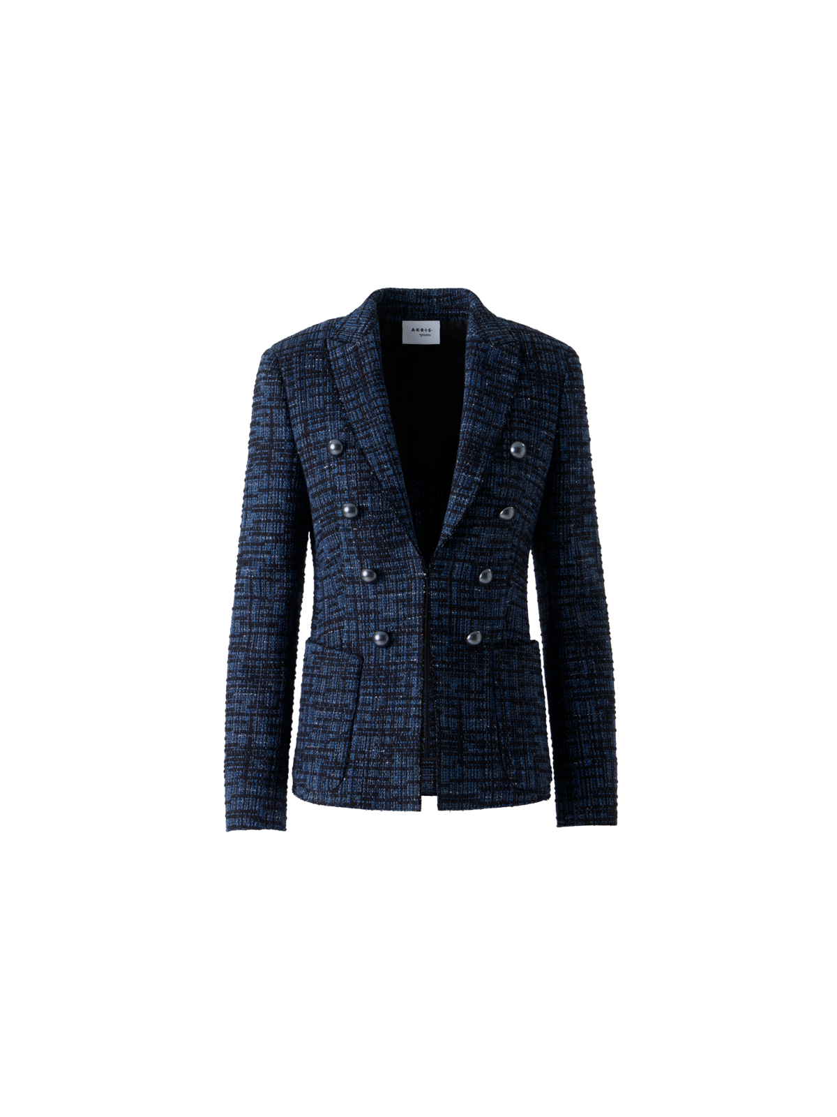 Designer Raw Cotton Stripe Tweed Blazer - blue