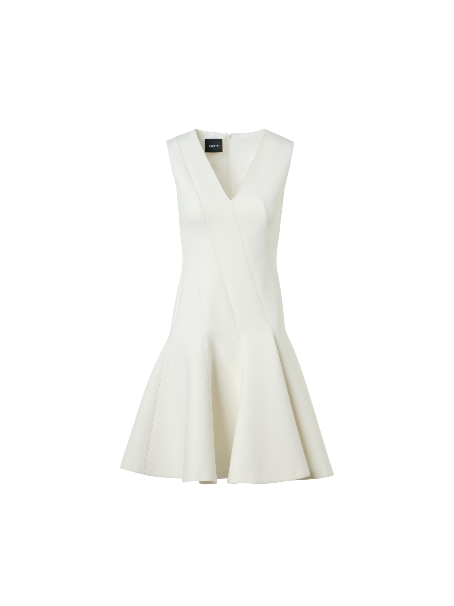 Designer Sleeveless Techno Neoprene Fit-and-Flare Dress - ecru