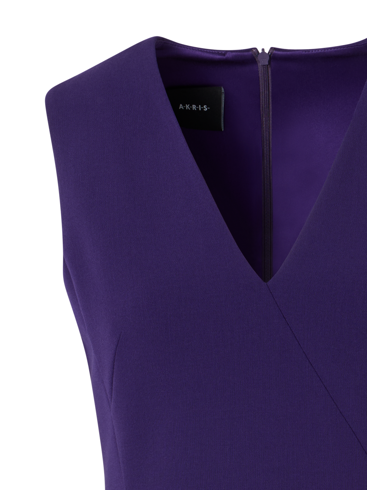Designer Sleeveless Bi-Stretch Wool Double-Face Shift Dress - purple