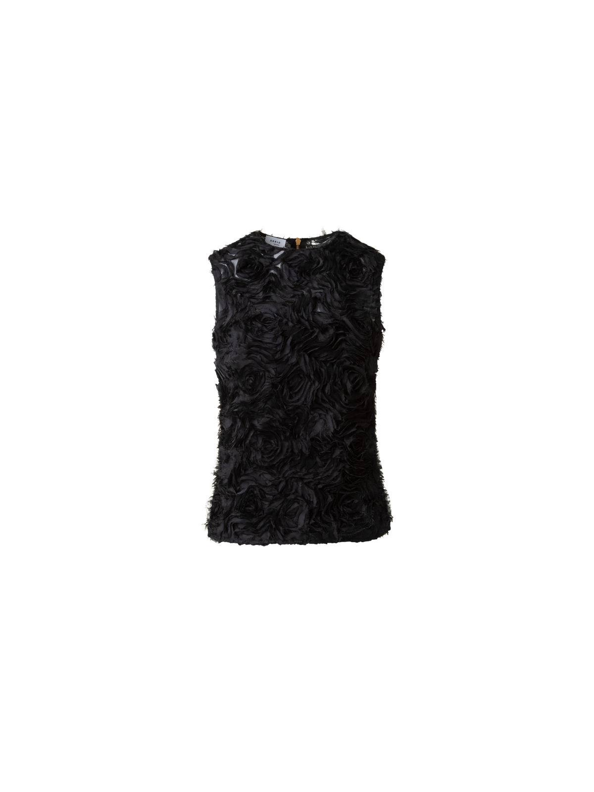 Designer Sleeveless Blouse with 3D Carnation Embroidery - black