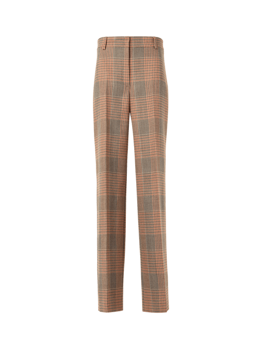 Designer Chiaro Wide-Leg Pants in Glen-Check Heavy Wool Twill - multicolor