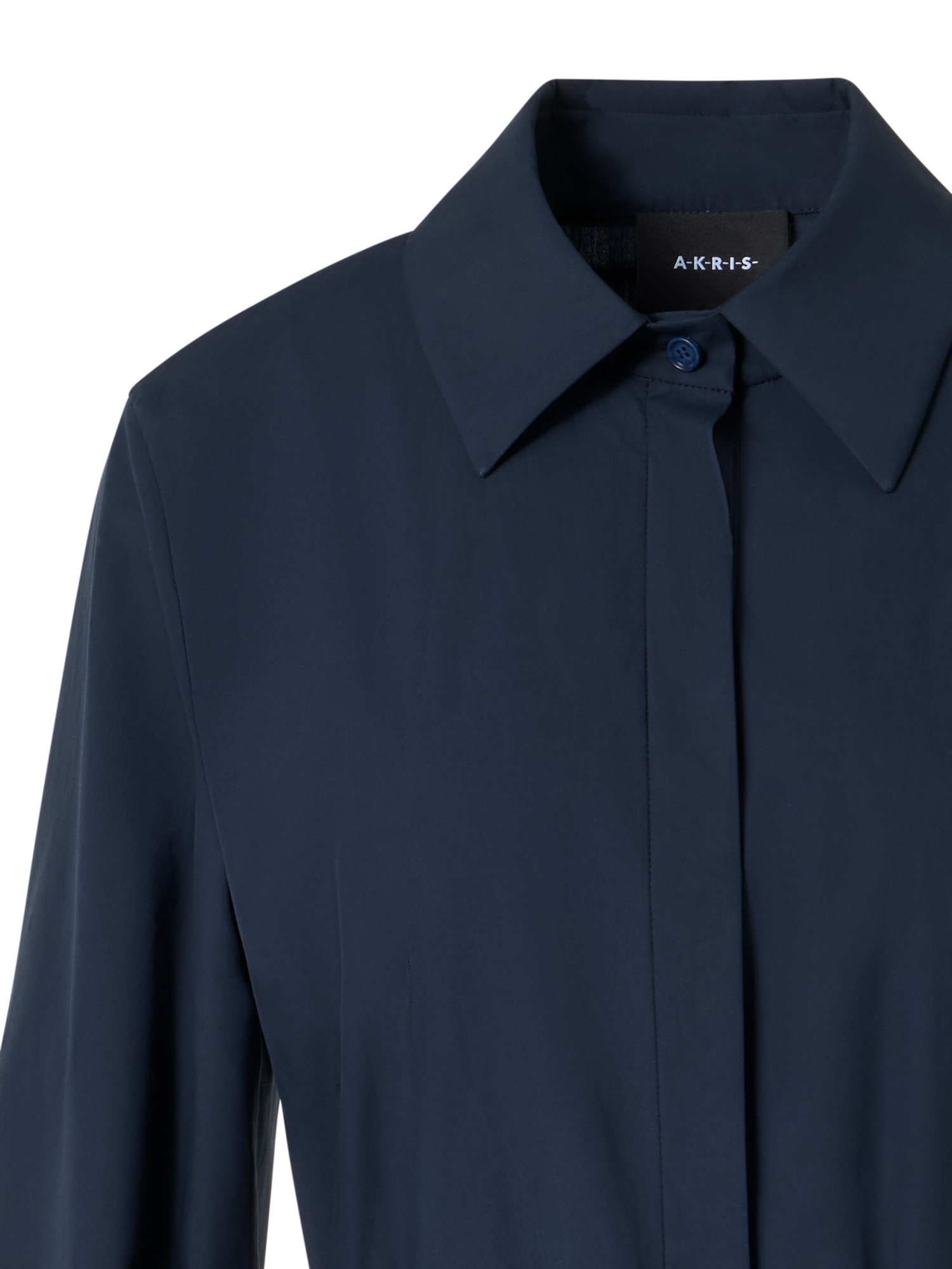 Designer Bracelet-Sleeve Cotton Poplin Midi Shirt Dress - blue