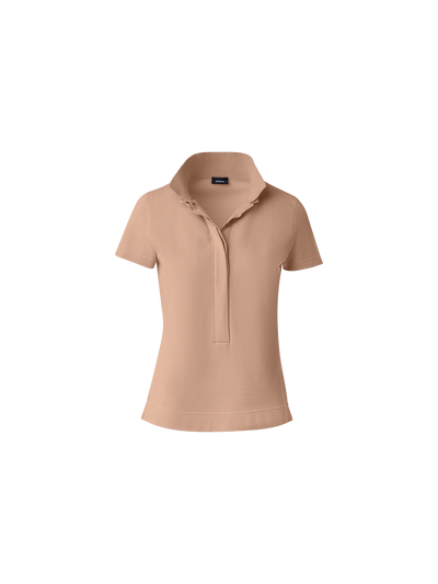 Designer Cotton Knit Polo Shirt - neutral - beige