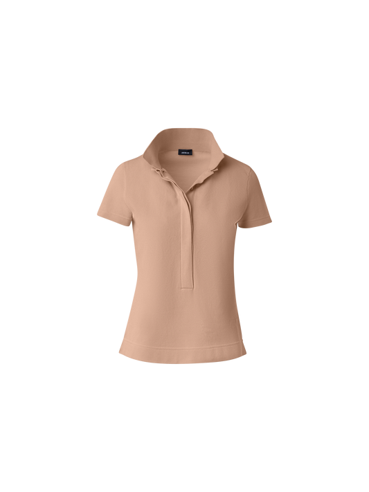 Designer Cotton Knit Polo Shirt - neutral - beige