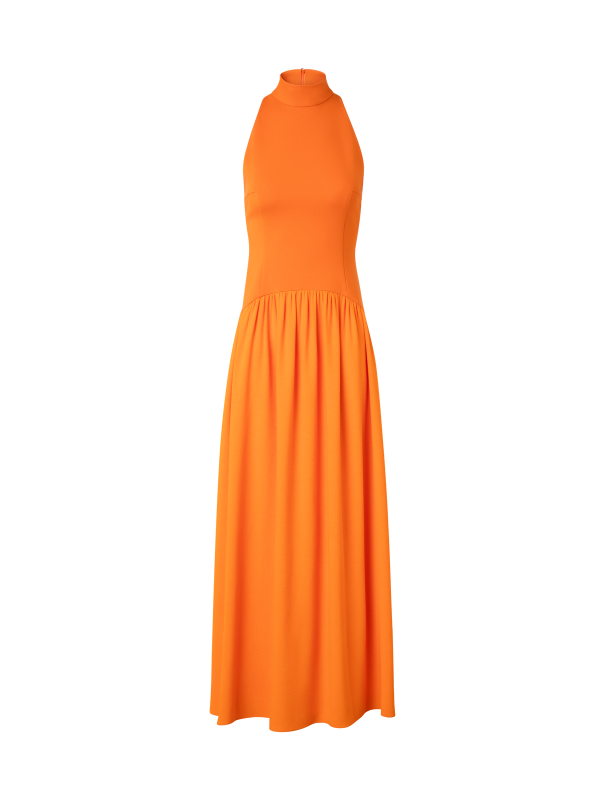 Designer Mix Media Halter Top Midi Dress - orange