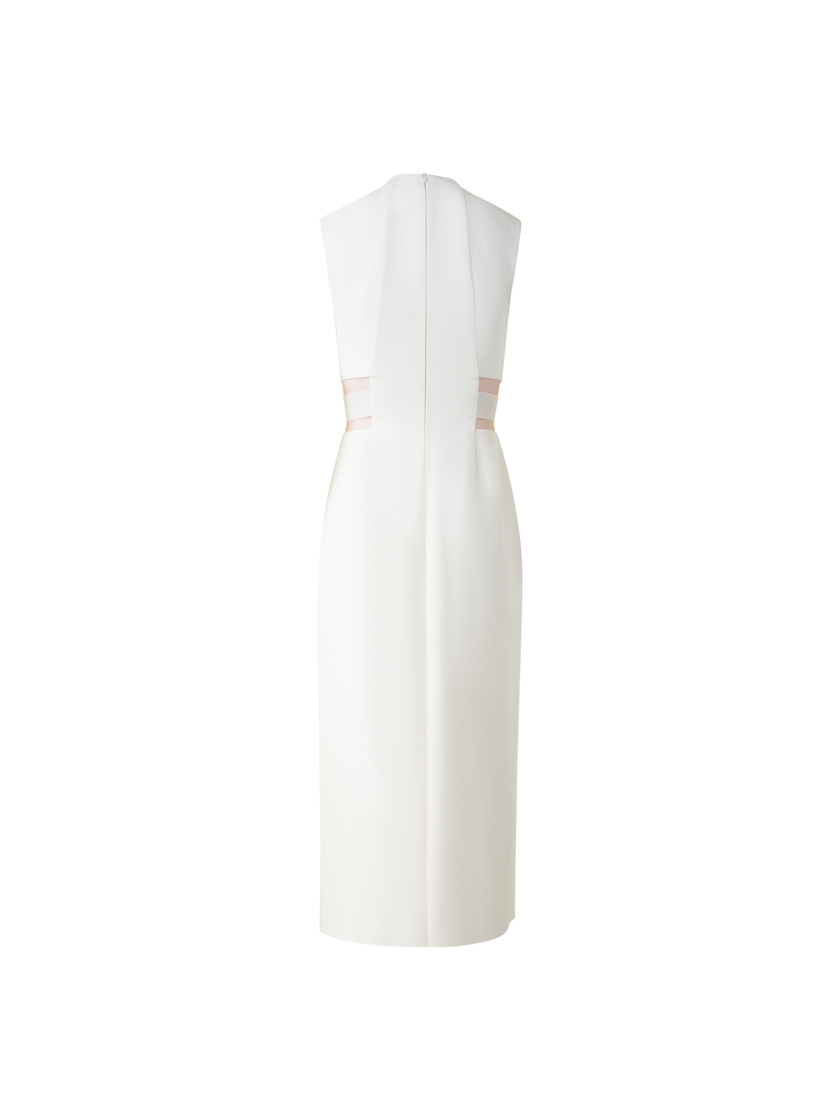 Designer Waist Cut-Out Sheath Dress in Cotton Silk - ecru - white