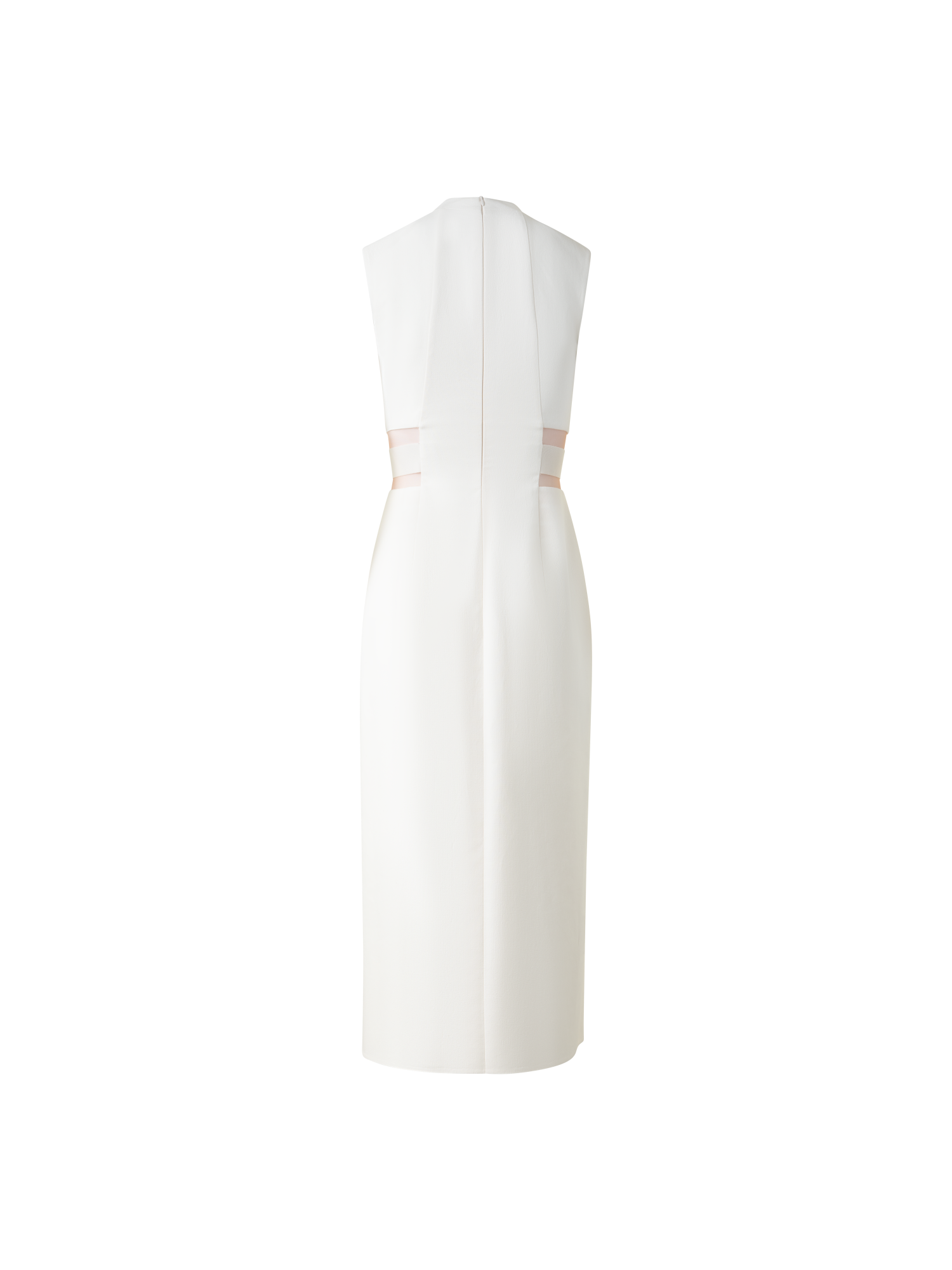 Designer Waist Cut-Out Sheath Dress in Cotton Silk - ecru - white